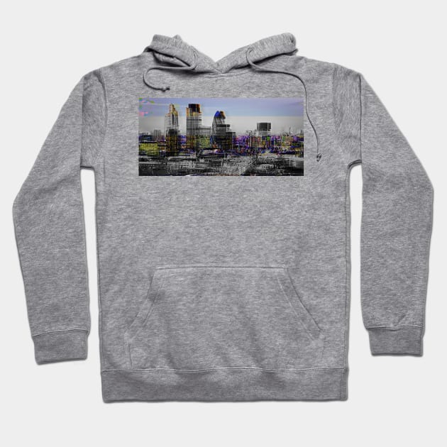 London Skyline Glitch Hoodie by brutalworld